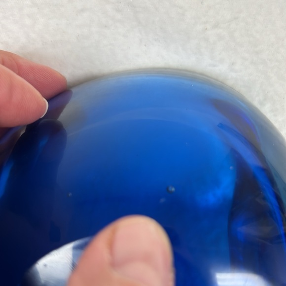 Mid Century Modern handblown Murano blue glass cigar ashtray - Picture 10 of 10